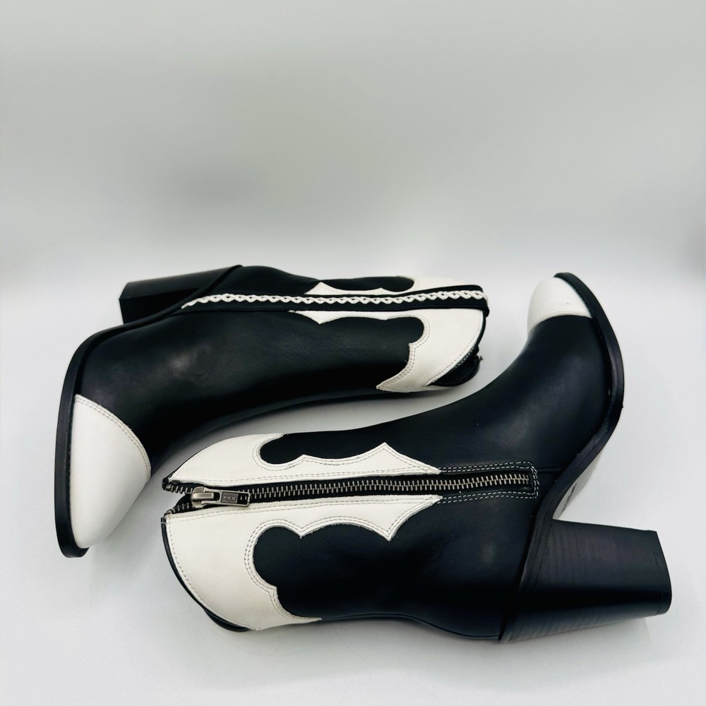 Lucchese Michelle Boots Women's Size 7.5 Black‎ White Leather - Picture 14 of 16